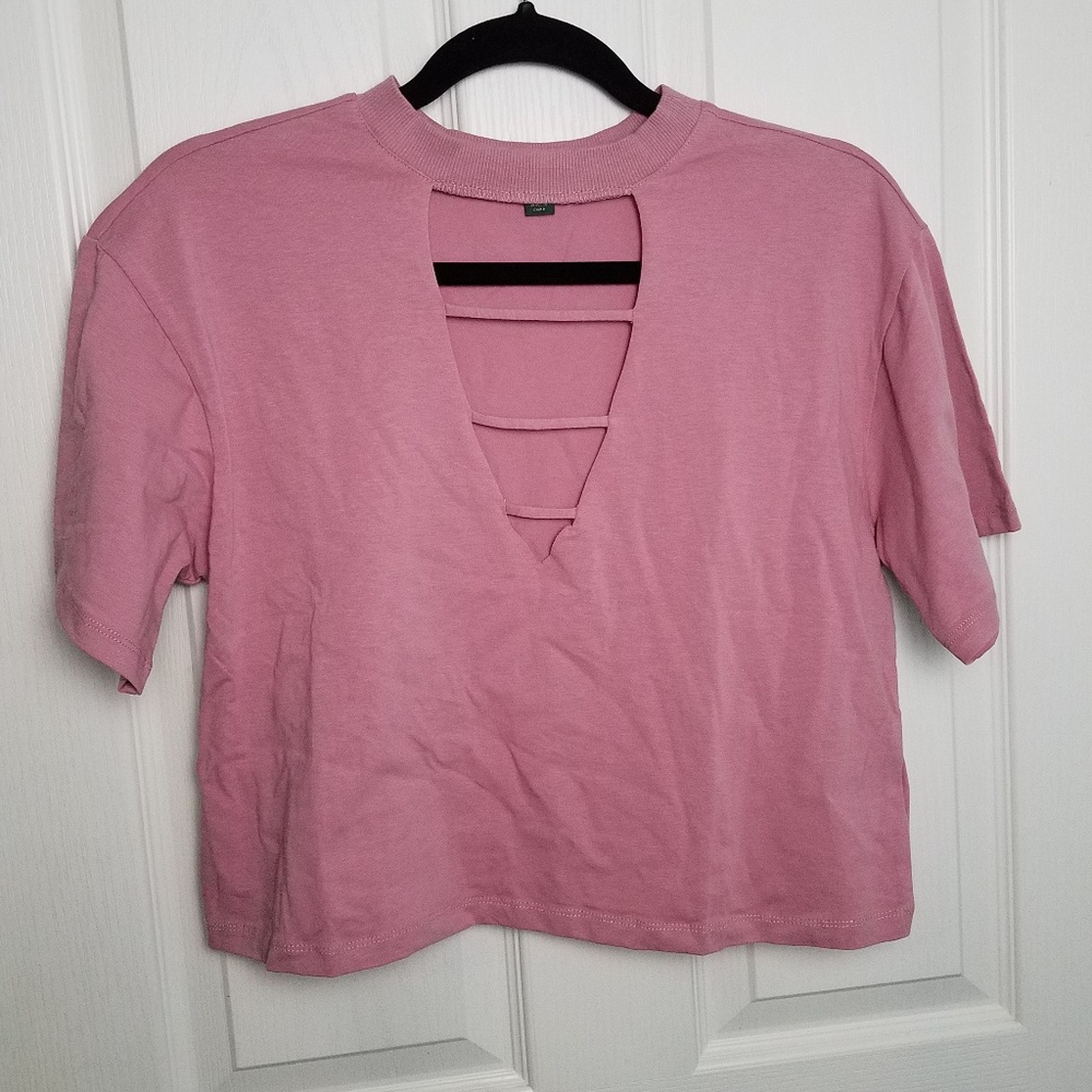 Wild Fable Crop Top Medium in Mauve V-neck